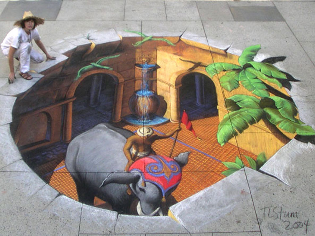 Passage to India 3D Chalk Art By Tracy Lee Stum