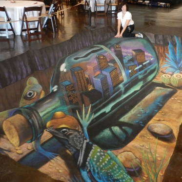 Bottle 3D Chalk Art By Tracy Lee Stum