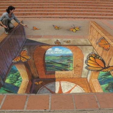 Butterfly 3D Chalk Art By Tracy Lee Stum
