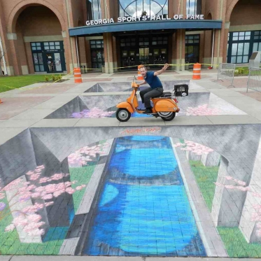 Cherry Blossom Festival 3D Chalk Art by Tracy Lee Stum