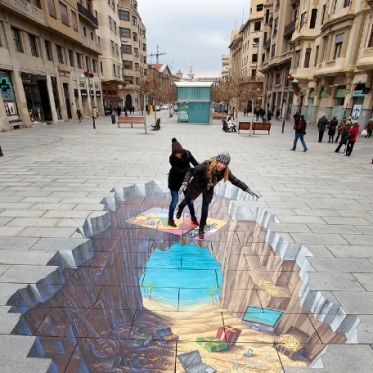 Visa Christmas 3D Chalk Art by Tracy Lee Stum
