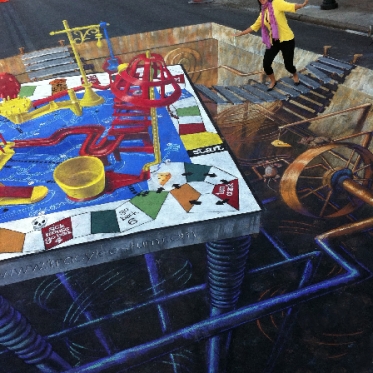 Mousetrap Bridge 3D Streetpainting by Tracy Lee Stum
