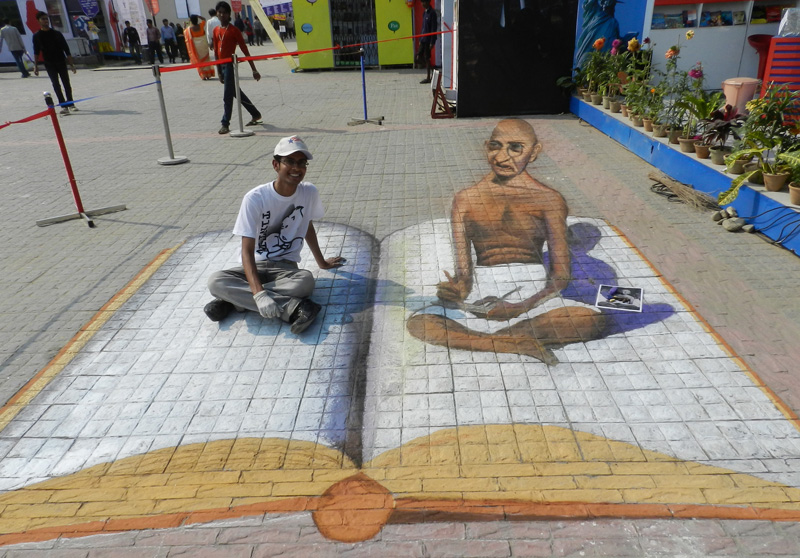 Gandhi 3D Street Art India