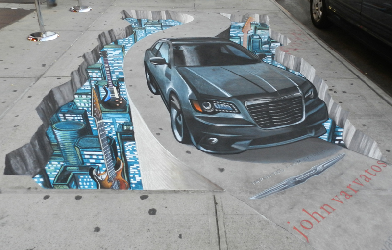3d street painting chrysler chalk art