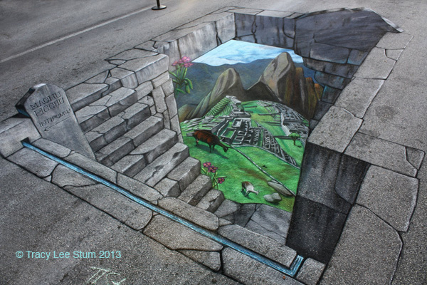 3d street painting machu-picchu