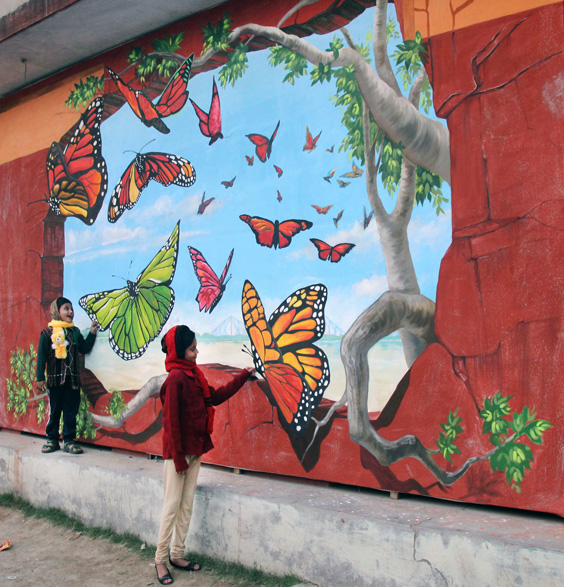 3d street painting calcutta india - butterflies- tracy lee stum