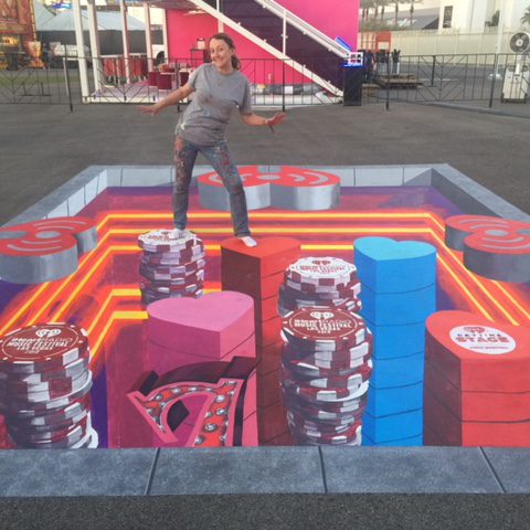 tracy lee stum, 3d street art, 3d street painting, iheart radio